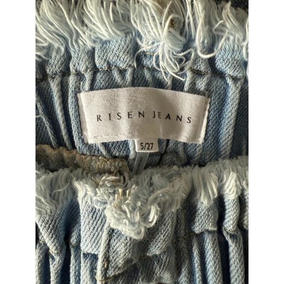 Risen High Waist Relaxed Distressed Jeans Womens 5/27 Frayed Hems - Picture 6 of 9